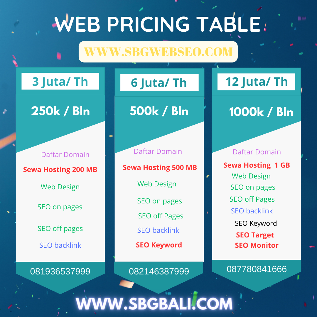 Web Pricing Table